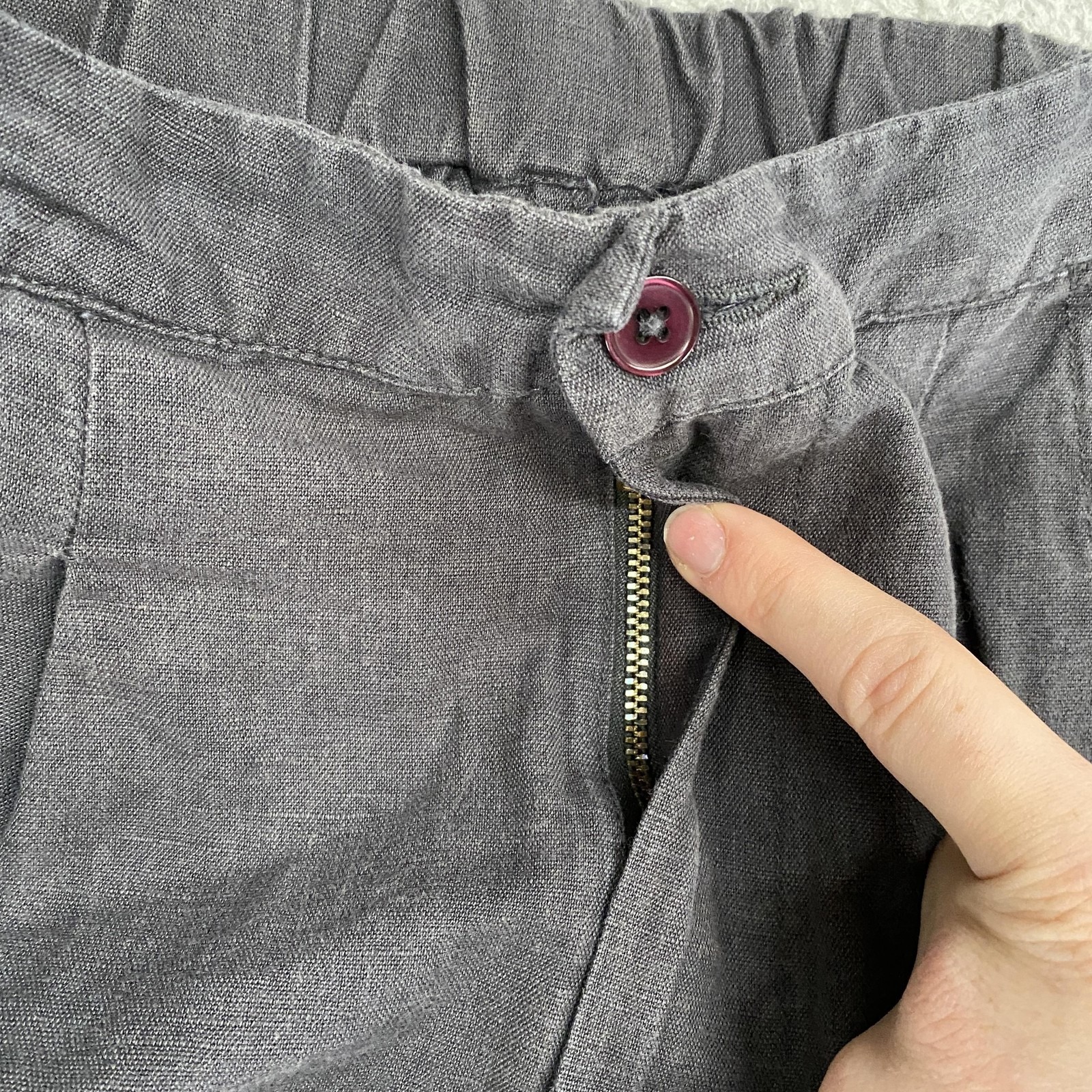 Micaela Greg Barrel Pants Womens Xs Gray Linen Cotton Pleated Cuffed Ankle — image 7 of 8
